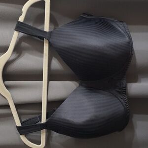 Playtex Womens Bra Black Satiny Stripes Lightly Padded Adjustable Sz 42DD GUC